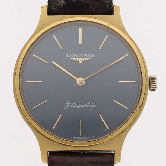 LONGINES Flagship gray SS/leather MN - Picture 1 of 7